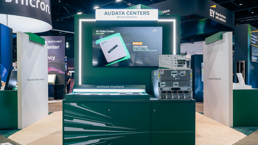 The AI/Data Centers section features high-performance eSSDs, DIMM solutions, and more