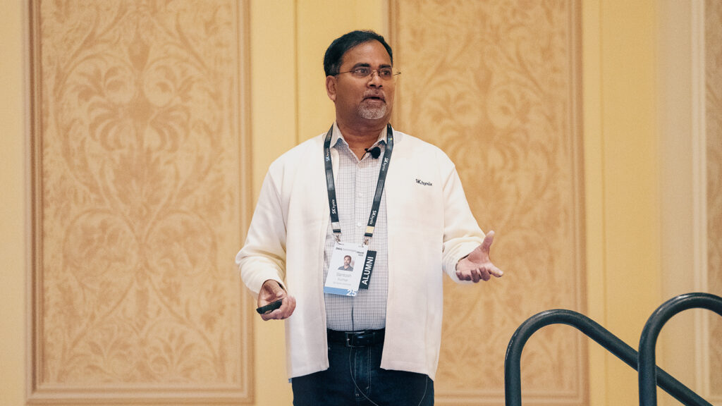 Santosh Kumar of DRAM Technology Planning at SK hynix America speaking on the need for CMM devices in the AI era