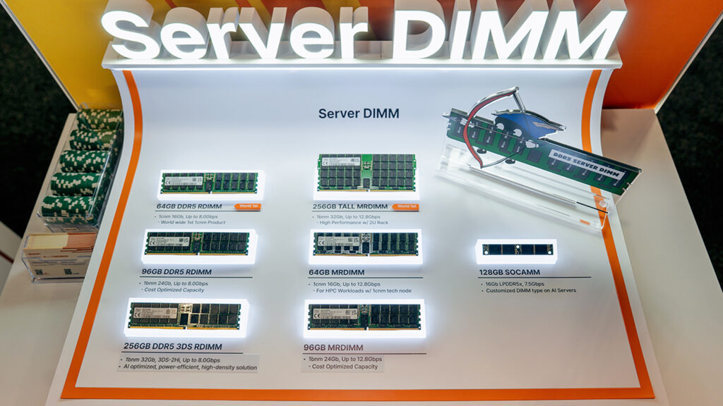The Server DIMM section introducing a range of high-performance DDR5-based memory modules
