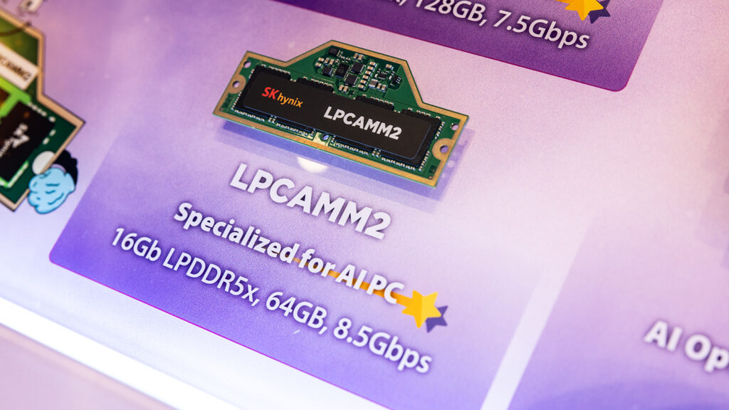 (From first image) RDIMM, 3DS RDIMM, Tall MRDIMM, SOCAMM, LPCAMM2, and CMM-DDR5 on display