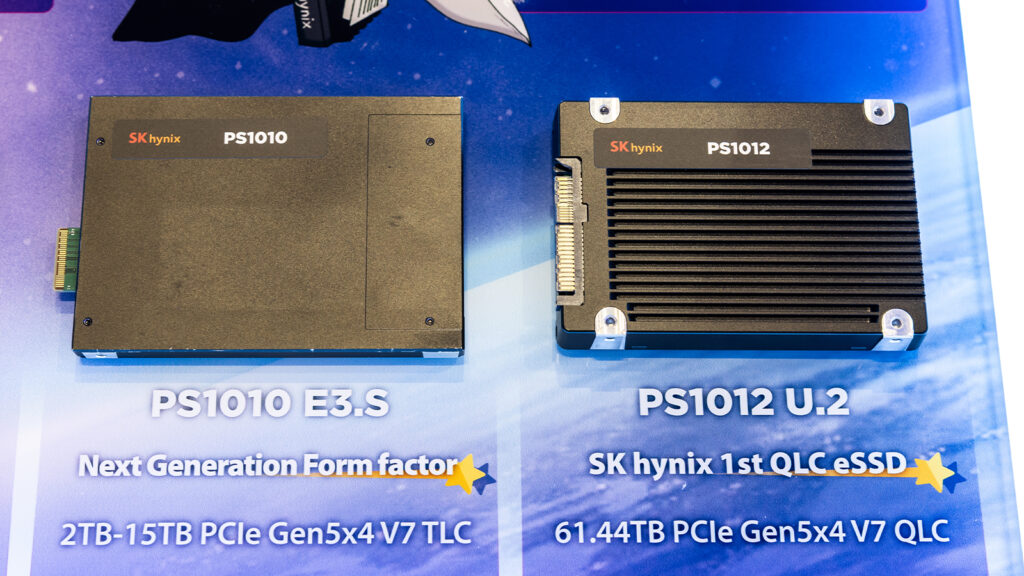 SK hynix’s high-performance eSSDs on display, including PEB110 E1.S, PS1010 E3.S, and PS1012 U.2