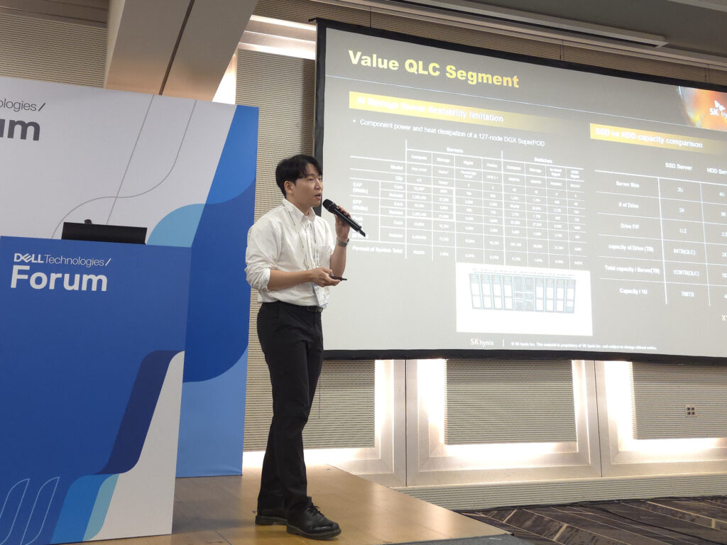 Gyoyoung Lee of SSD Product Planning presenting a talk on the key aspects of AI storage